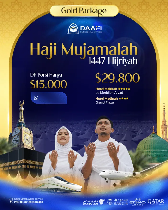 Poster paket Haji Mujamalah Gold 1447H