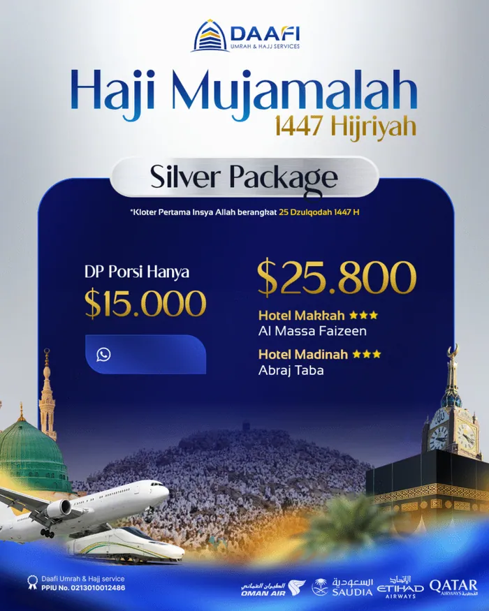 Poster paket Haji Mujamalah Silver 1447H